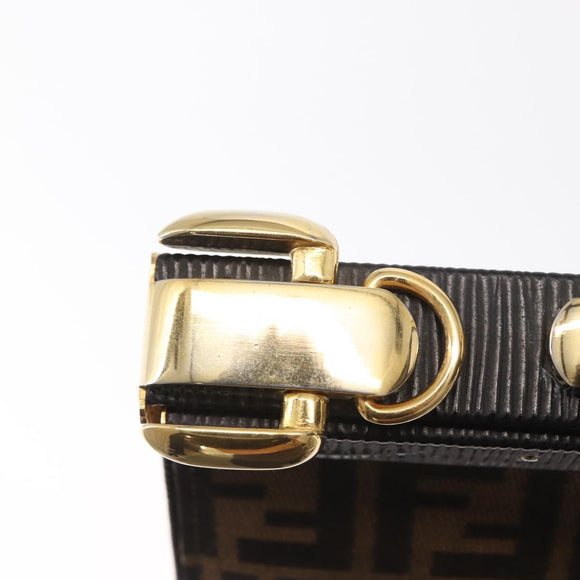 FENDI Zucca Canvas Hand Bag Black Brown Auth 146546V