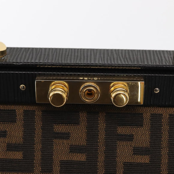 FENDI Zucca Canvas Hand Bag Black Brown Auth 146546V