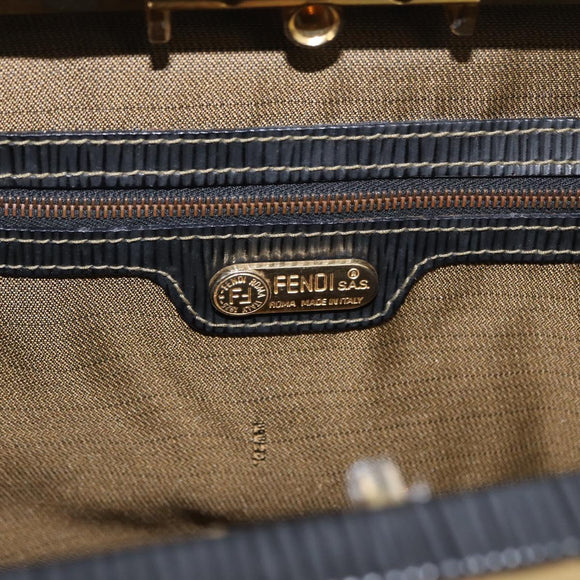 FENDI Zucca Canvas Hand Bag Black Brown Auth 146546V