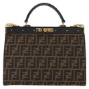 FENDI Zucca Canvas Hand Bag Black Brown Auth 146546V-2