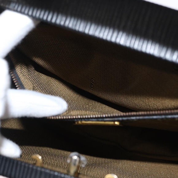 FENDI Zucca Canvas Hand Bag Black Brown Auth 146546V