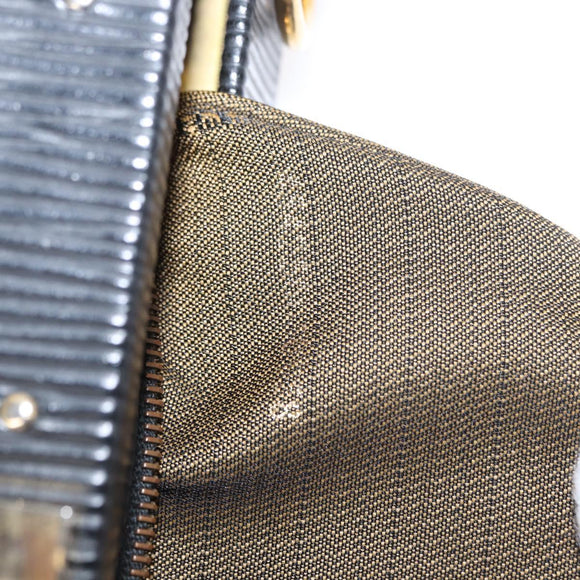 FENDI Zucca Canvas Hand Bag Black Brown Auth 146546V