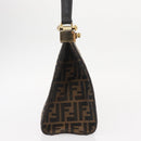 FENDI Zucca Canvas Hand Bag Black Brown Auth 146546V-5