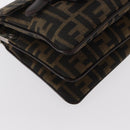 FENDI Zucca Canvas Mamma Baguette Shoulder Bag Black Brown Auth 146548V-15
