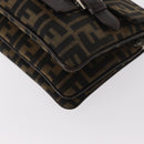 FENDI Zucca Canvas Mamma Baguette Shoulder Bag Black Brown Auth 146548V-16
