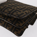 FENDI Zucca Canvas Mamma Baguette Shoulder Bag Black Brown Auth 146548V-18