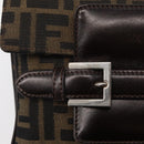 FENDI Zucca Canvas Mamma Baguette Shoulder Bag Black Brown Auth 146548V-19