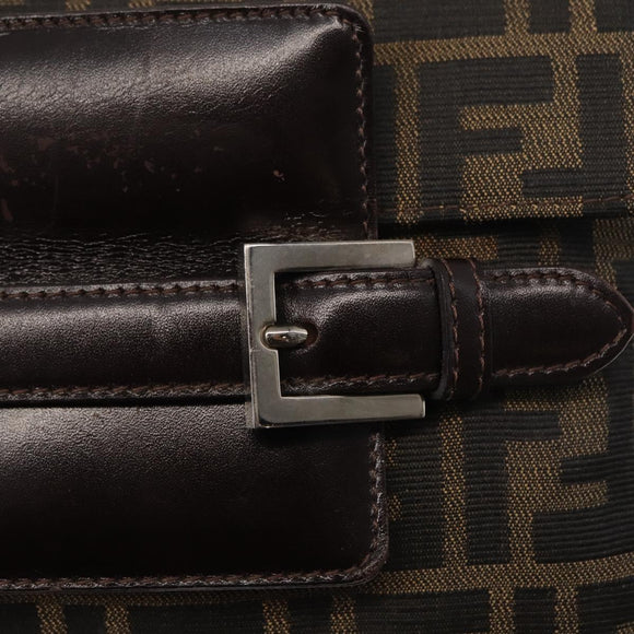FENDI Zucca Canvas Mamma Baguette Shoulder Bag Black Brown Auth 146548V