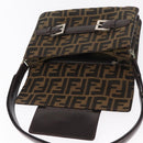 FENDI Zucca Canvas Mamma Baguette Shoulder Bag Black Brown Auth 146548V-22