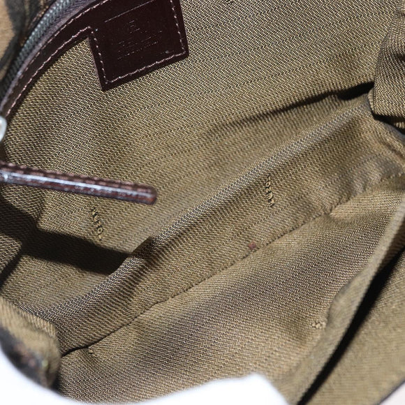 FENDI Zucca Canvas Mamma Baguette Shoulder Bag Black Brown Auth 146548V