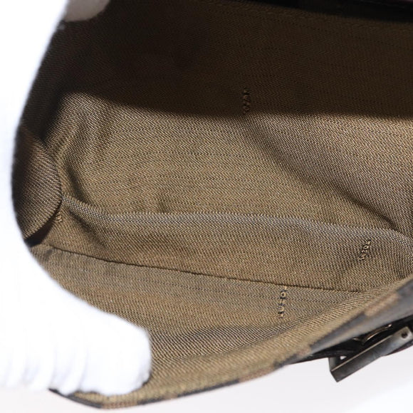 FENDI Zucca Canvas Mamma Baguette Shoulder Bag Black Brown Auth 146548V