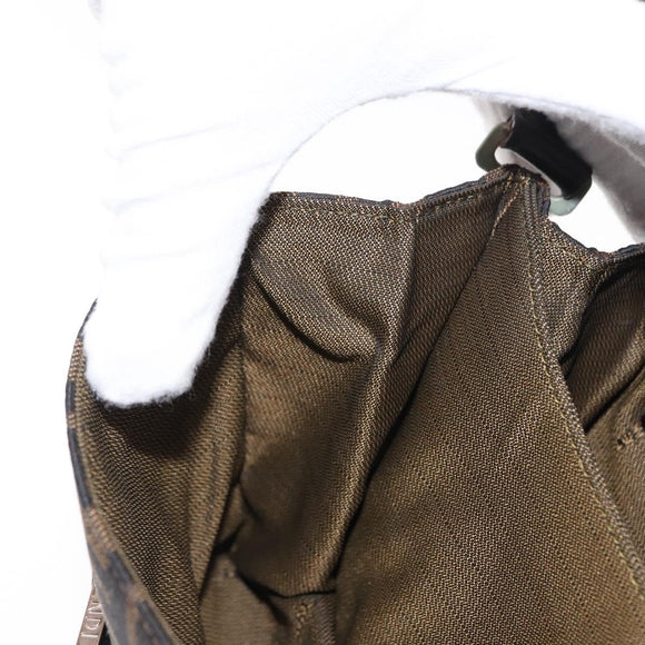 FENDI Zucca Canvas Mamma Baguette Shoulder Bag Black Brown Auth 146548V