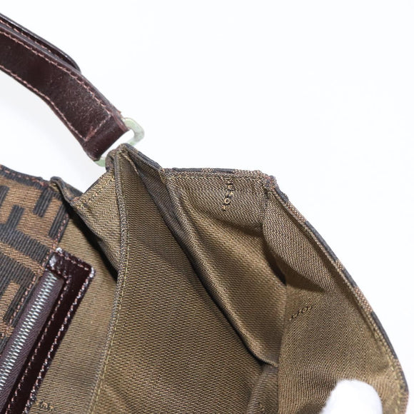 FENDI Zucca Canvas Mamma Baguette Shoulder Bag Black Brown Auth 146548V