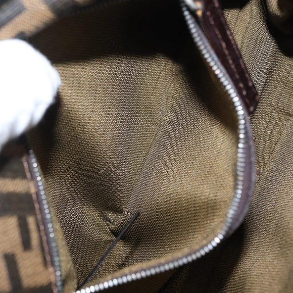 FENDI Zucca Canvas Mamma Baguette Shoulder Bag Black Brown Auth 146548V