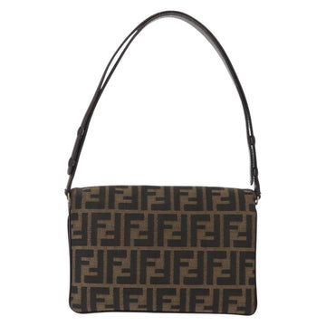 FENDI Zucca Canvas Mamma Baguette Shoulder Bag Black Brown Auth 146548V - 0