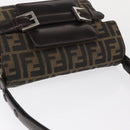 FENDI Zucca Canvas Mamma Baguette Shoulder Bag Black Brown Auth 146548V-6