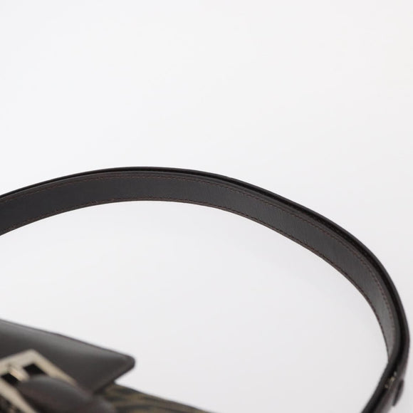 FENDI Zucca Canvas Mamma Baguette Shoulder Bag Black Brown Auth 146548V