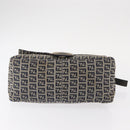 FENDI Zucchino Canvas Mamma Baguette Shoulder Bag Navy Silver Auth 146550V-6