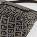 FENDI Zucchino Canvas Mamma Baguette Shoulder Bag Navy Silver Auth 146550V-16