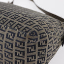 FENDI Zucchino Canvas Mamma Baguette Shoulder Bag Navy Silver Auth 146550V-18