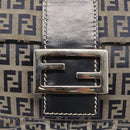 FENDI Zucchino Canvas Mamma Baguette Shoulder Bag Navy Silver Auth 146550V-20