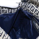 FENDI Zucchino Canvas Mamma Baguette Shoulder Bag Navy Silver Auth 146550V-24