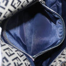 FENDI Zucchino Canvas Mamma Baguette Shoulder Bag Navy Silver Auth 146550V-26