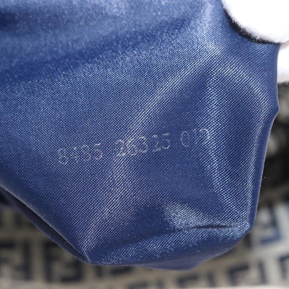 FENDI Zucchino Canvas Mamma Baguette Shoulder Bag Navy Silver Auth 146550V