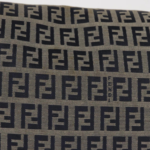 FENDI Zucchino Canvas Mamma Baguette Shoulder Bag Navy Silver Auth 146550V