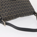 FENDI Zucchino Canvas Mamma Baguette Shoulder Bag Navy Silver Auth 146550V-8