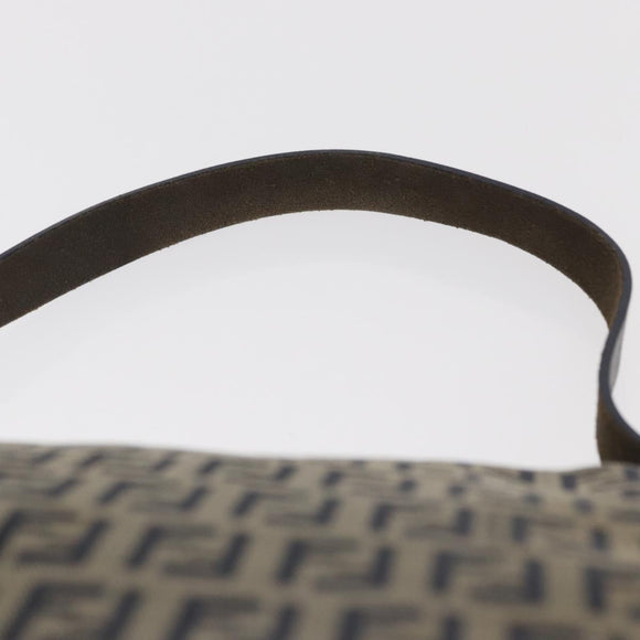 FENDI Zucchino Canvas Mamma Baguette Shoulder Bag Navy Silver Auth 146550V