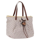 FENDI Zucchino Canvas Tote Bag White Brown Auth 146551V-1