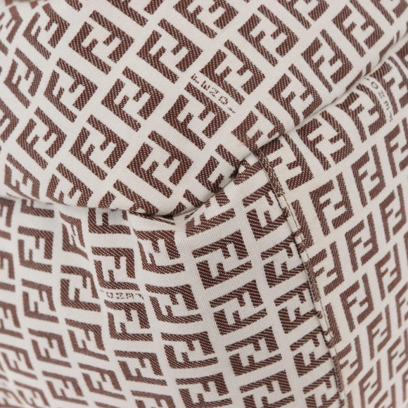 FENDI Zucchino Canvas Tote Bag White Brown Auth 146551V