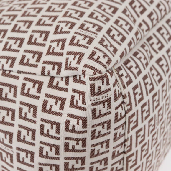 FENDI Zucchino Canvas Tote Bag White Brown Auth 146551V