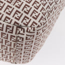 FENDI Zucchino Canvas Tote Bag White Brown Auth 146551V-16