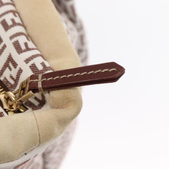 FENDI Zucchino Canvas Tote Bag White Brown Auth 146551V