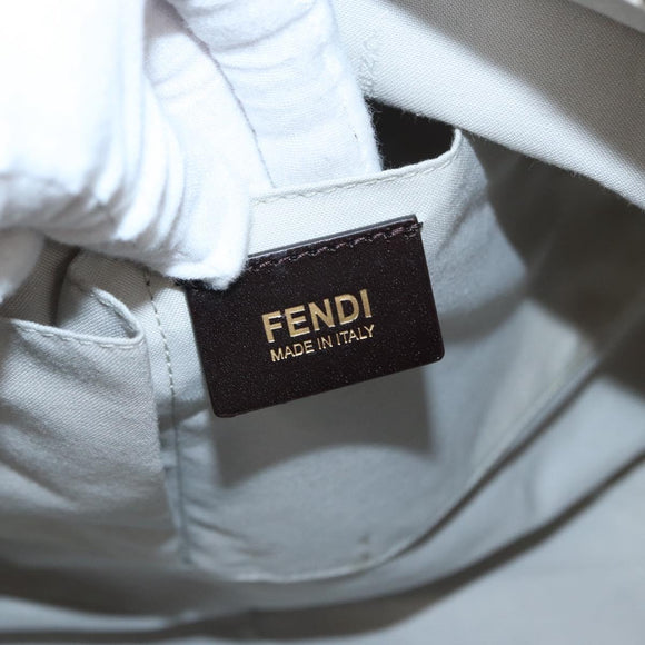 FENDI Zucchino Canvas Tote Bag White Brown Auth 146551V