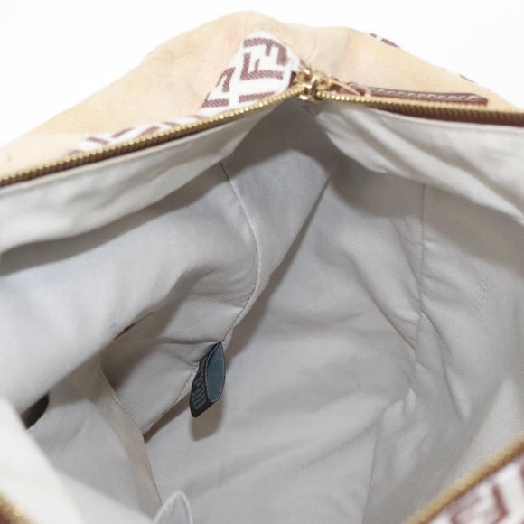 FENDI Zucchino Canvas Tote Bag White Brown Auth 146551V