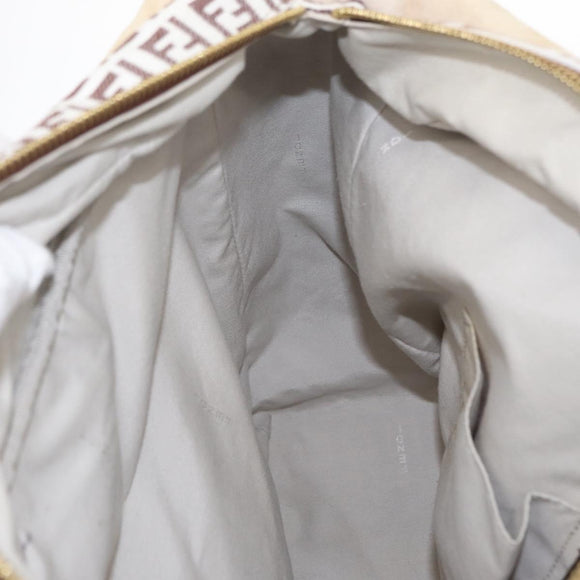 FENDI Zucchino Canvas Tote Bag White Brown Auth 146551V