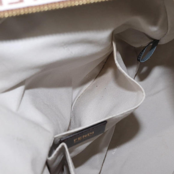 FENDI Zucchino Canvas Tote Bag White Brown Auth 146551V