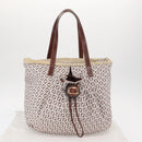 FENDI Zucchino Canvas Tote Bag White Brown Auth 146551V-12