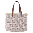 FENDI Zucchino Canvas Tote Bag White Brown Auth 146551V-2