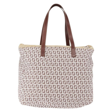 FENDI Zucchino Canvas Tote Bag White Brown Auth 146551V - 0