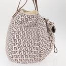 FENDI Zucchino Canvas Tote Bag White Brown Auth 146551V-4