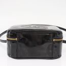 CHANEL Vanity Shoulder Bag Patent leather 2way Black Gold CC Auth 146552V-6