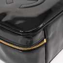 CHANEL Vanity Shoulder Bag Patent leather 2way Black Gold CC Auth 146552V-16