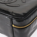 CHANEL Vanity Shoulder Bag Patent leather 2way Black Gold CC Auth 146552V-17