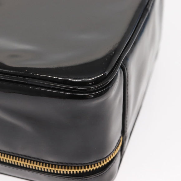 CHANEL Vanity Shoulder Bag Patent leather 2way Black Gold CC Auth 146552V