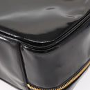CHANEL Vanity Shoulder Bag Patent leather 2way Black Gold CC Auth 146552V-19