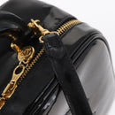 CHANEL Vanity Shoulder Bag Patent leather 2way Black Gold CC Auth 146552V-21